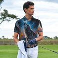 thumbnail image 3 of Rateoe Lonely Night Sky Wolf Pattern Men's Short Sleeve Polo Shirts, Golf Polo Shirts Short Sleeve Performance Moisture Wicking Dry-Small, 3 of 6