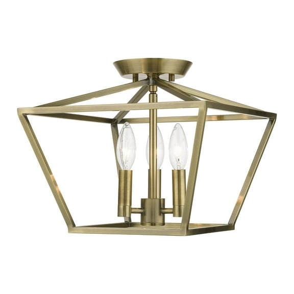 Livex Lighting - Devone - 3 Light Square Semi-Flush Mount In Transitional