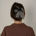 thumbnail image 3 of 2 coleteros elásticos de malla de organza para el pelo, gomas elásticas para el pelo, coleteros, diademas con lazo, accesorios para mujeres y niñas, cabello grueso y fino, color negro, 3 of 8