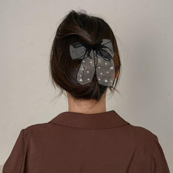 LOLIPPYY 2-Pack Soft Mesh Ribbon Scrunchies for Women, Black, Perfect for Special Occasions