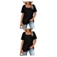thumbnail image 1 of sweethay Camiseta de algodón para mujer, Top plisado con cuello cuadrado, senderismo, acampada, vacaciones, verano, primavera, ropa, accesorios Type6 NO6, 1 of 5