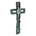 thumbnail image 4 of Rustic Southwestern Crackled Turquoise Rocks And Western Concho Wall Cross Decor, 4 of 6