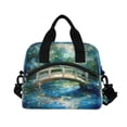 thumbnail image 2 of Lunch Bag Portable Crossbody Meal Bag Cooler Bag Insulated Lunch Bag Food Bag Handheld & Crossbody Design Painting Bridge, 2 of 6