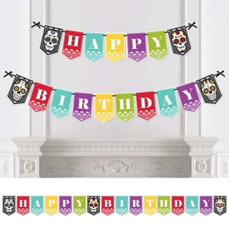 Day Of The Dead - Birthday Party Bunting Banner - Sugar Skull Birthday Party Decorations - Happy Birthday