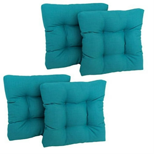 Coussin de Chaise de Salle à Manger en Polyester Filé Carré de 19 Pouces (Ensemble de Quatre) - Bleu Aqua