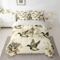 thumbnail image 2 of jejeloiu Mallard Duck 7pcs Bedding Comforter Set,Gray Wild Animals Queen Bedding Sets For Men Women Reversible, 2 of 8