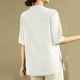 thumbnail image 3 of Women's Casual Fashion Buttoned Top Short Sleeve V-Neck Blouses Shirts, 3 of 3