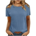 thumbnail image 1 of Timegard Hauts pour Femmes Col Rond Manches Courtes Côtelé Couleur Unie Blouse Confortable Tee-Shirt Basique Décontracté Ample, 1 of 6
