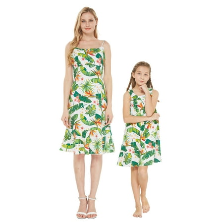 

Matching Hawaiian Luau Mother Daughter Mermaid Dress and Vintage Dress in Bird of Paradise