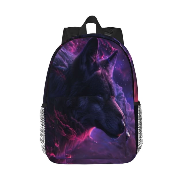Disketp Galactic Wolf Stare Mochila Escolar de 15 Pulgadas, Mochila Ligera para Estudiantes, Viajes y Trabajo, Cómoda y Resistente para el Uso Diario