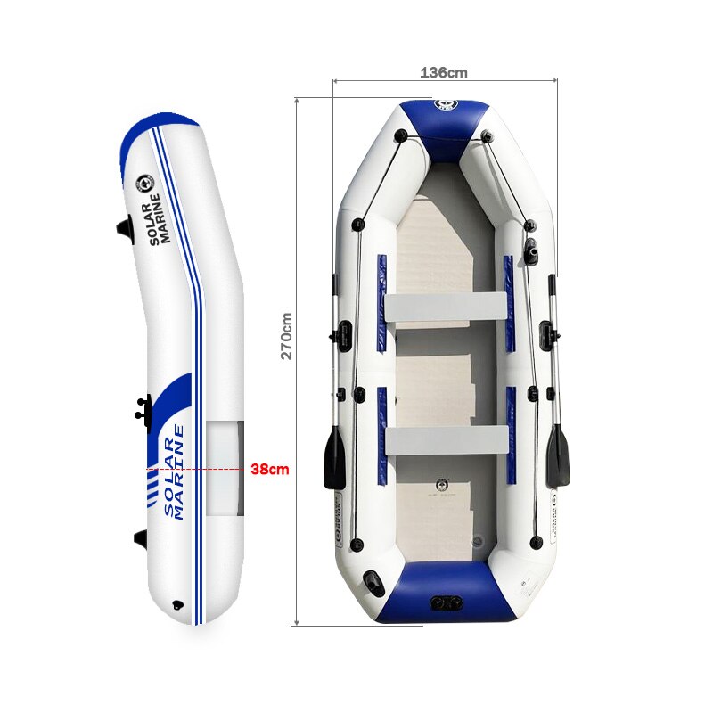 Solar Marine 2.7 M 4 Person PVC Inflatable Boat Fishing Kayak Thick And Wear-resistant Canoe Air Mat Floor With All Accessories - image 3 of 6