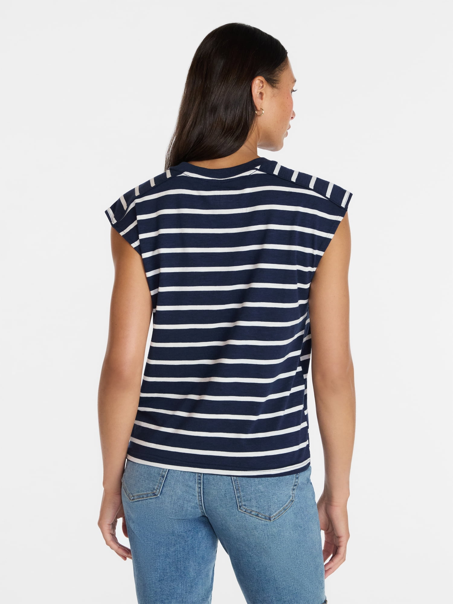 Time and Tru Women's Muscle Tank Top with Piped Trim, Sizes XS-XXXL