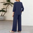 thumbnail image 6 of Two Piece Sets for Women 3/4 Sleeve Button Lounge Sets 2026 Summer Fall Vacation Travel Outfits Fashion Clothing Royal Blue XXL, 6 of 6