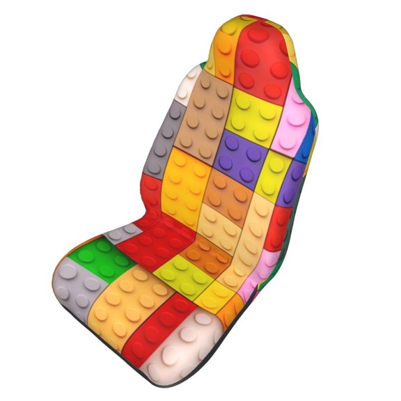 Picia Colorful Plastic Blocks Pattern Print Waterproof Sweating Car Seat Cover for Post Gym Workout, Running, Beach and Hiking, Universal Fit Anti-Slip Bucket Seat Protector