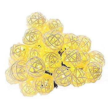String Ball Lanterns Rattan Light,2.5M/7.5ft 20 Bulbs USB Rattan Lights Thailand Sepak Takraw Ball String Lights Takraw Lantern Night Lights Fairy String Seasonal Rope Lights ()