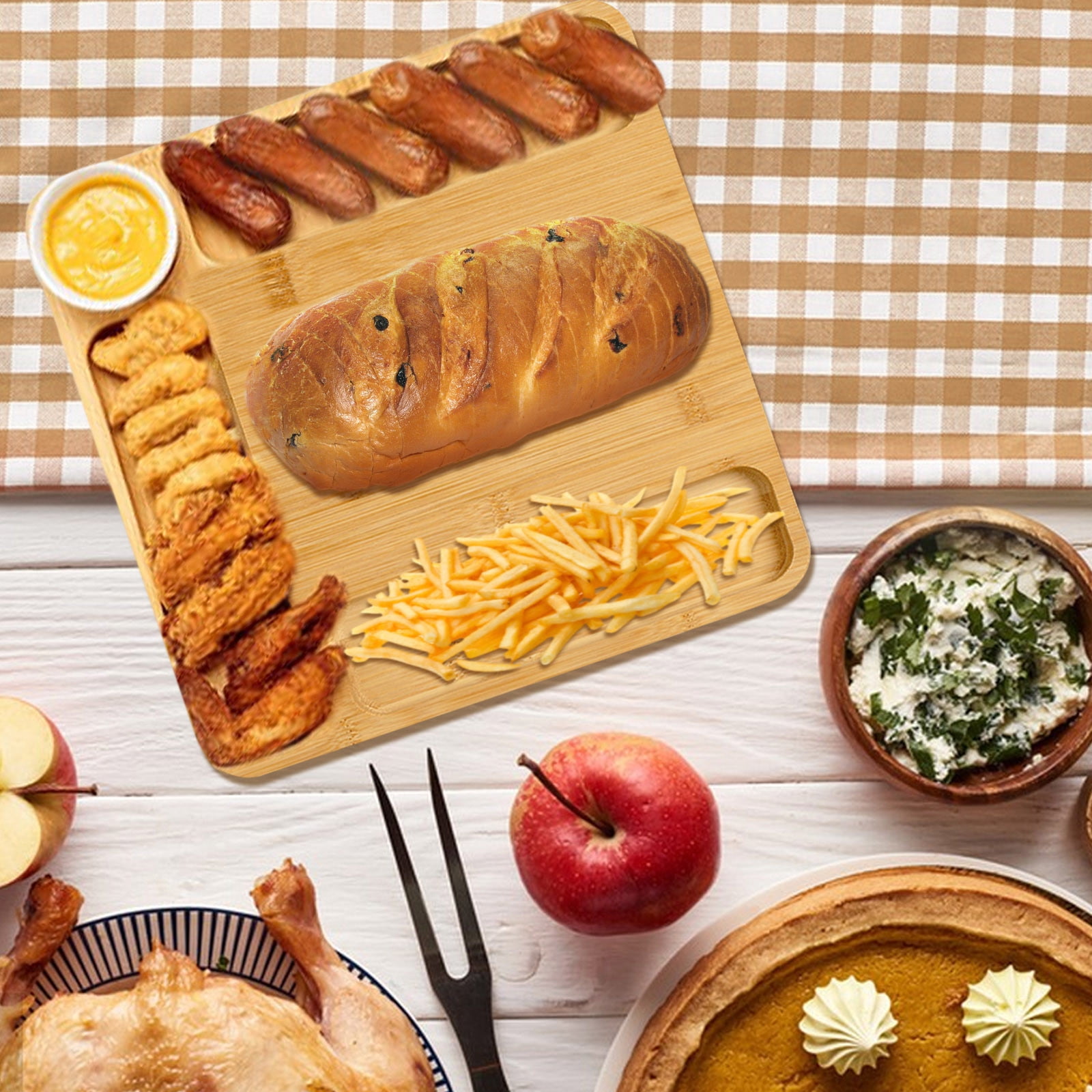 Square Cheese Board With Lid Bamboo Bread Board, Pizza Chopping Board Wooden Serving Tray Bamboo Cheese Board For Appetizers.