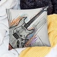 thumbnail image 2 of BANET  Guitar Throw Pillow Cushion Cover, Hand Drawn Style Electric Guitar on White Backdrop Rock Music Accords Sketch Art, Decorative Square Accent Pillow Case 12x12in, 2 of 5
