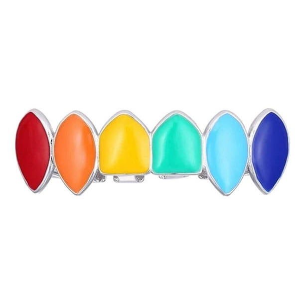 Dientes de hip hop chapados en oro de 18 quilates con rejilla para dientes altos y bajos Oro blanco de 18 quilates_Top