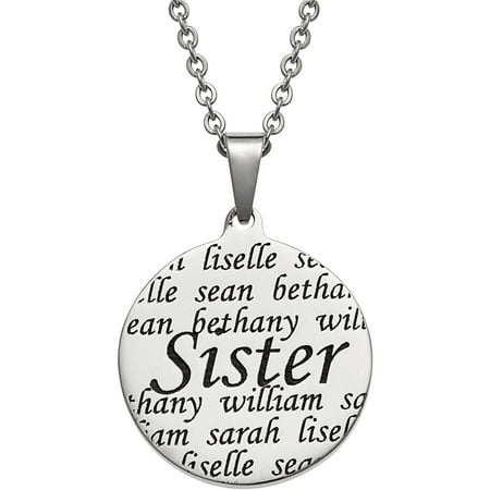 Personalized Everscribe "Sisters" Names Stainless Steel Pendant, 20
