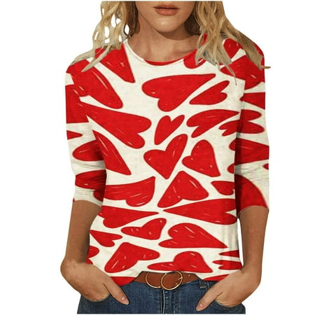 

QIPOPIQ Clearance Women s Blouses Loose T Shirts Mid length 3/4 Sleeves Crew Neck Casual Tunic Tops