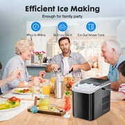 Countertop Ice Maker Portable Machine with Self-Cleaning, 26lbs/24hr, 2 Ice Sizes, Basket & Scoop, Compact Design with Handle for Kitchen, Office, Camping, Black