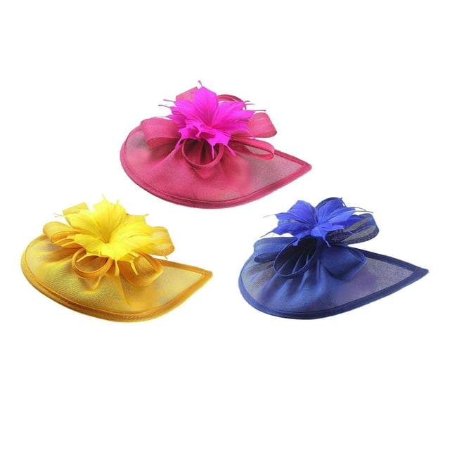 3 uds sombrero de malla de s cóctel fiesta de té Derby de amarillo rojo Yuyangstore sombrero tocado