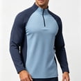 thumbnail image 5 of Fengqque Men's Long Sleeve Athletic Shirts 1/4 Pullover Zip Sun Protection Rash Guard UPF 50+ Outdoor Running T-Shirts Sky Blue XL, 5 of 5