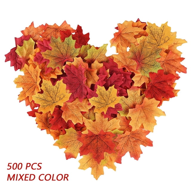 Autumn Maple Autumn Colors Large Autumn Silk Tableware for Fall Weddings and Fall Parties (Color 100 PCS) US