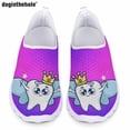 thumbnail image 1 of Zapatos planos informales con estampado de dientes de dibujos animados de Doginthehole para mujer, zapatos de malla transpirables y sin cordones, cómodos y livianos para enfermera, 1 of 5