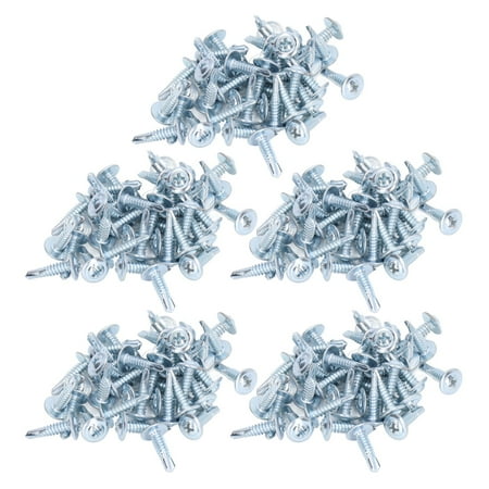 

250Pcs Self Drilling Screw Zinc Plated Carbon Steel Fasteners for Sheet Metal Wood Work M4.8x19 Round Washer Head