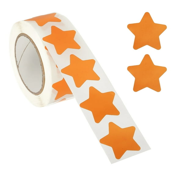 Uxcell 1" Star Stickers Roll, 500 Pcs Self-Adhesive Reward Stickers for Classroom Teacher Supplies and DIY Craft, Orange