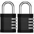 thumbnail image 1 of Locker Locks with Code, 4 Digit Waterproof Combination Lock for Gym, School Locker, Fence, Toolbox, Gate (2 Pack, Black), 1 of 4