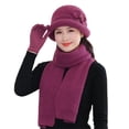thumbnail image 2 of Holzkary Beanie for Men Women Uni Knit Cuffed Plain Winter Beanies Hats Skull Cap 3Pcs Hat Scarf Gloves Set Solid Color Soft Cozy Knitted Beanie Cap Scarf Mittens for Outdoor Pink One Size, 2 of 5