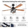 thumbnail image 3 of Consciot 52 inch Ceiling Fan with Light, Matte Black, 5 Blades, Remote Control, Reverse Airflow, 6 Speeds, Dimmable, 3 of 9