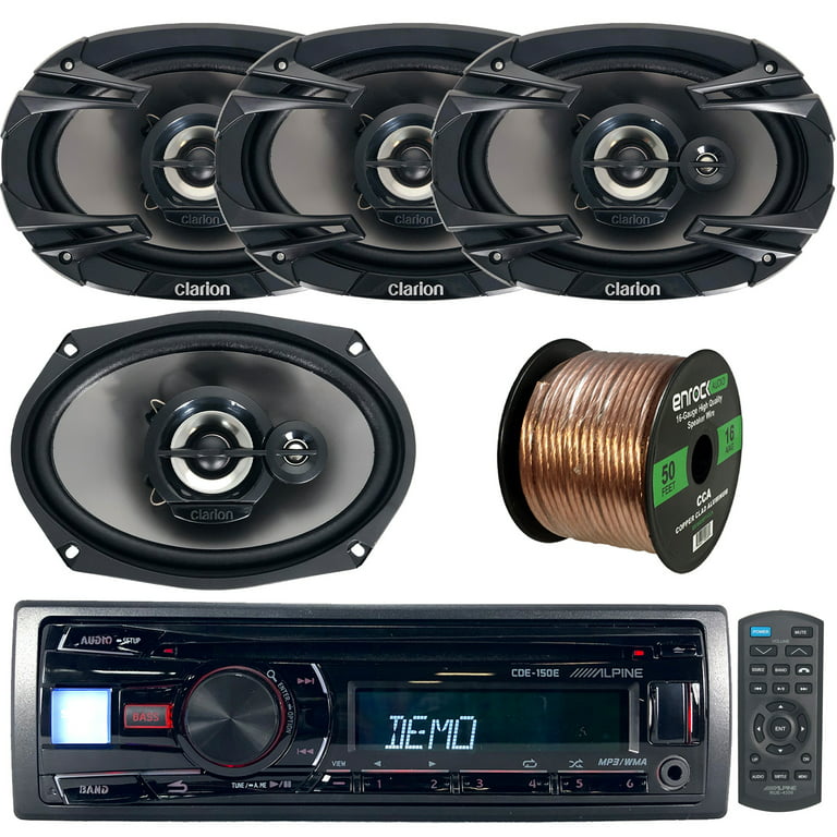 rekruut deken Droogte Alpine CDE-150E Single DIN CD Player USB AUX Radio Stereo Car Audio  Receiver Bundle Combo with 2 Pairs (QTY 4) of 6x9" Multiaxial 3-Way 400W  Peak Power Car Audio Speakers, 16 Gauge