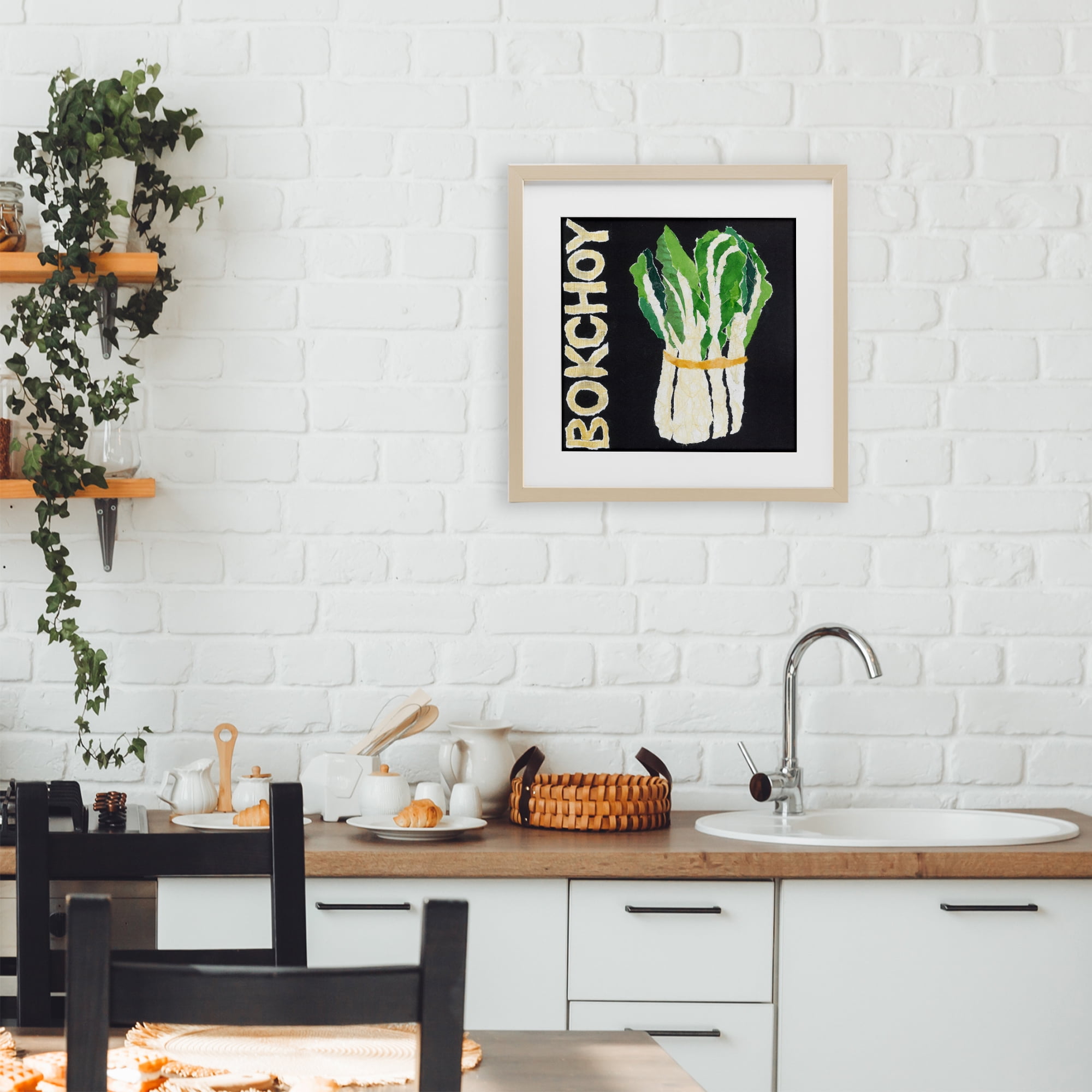 Stupell Industries Bok Choy Leafy Vegetable Birch Framed Print Under Glass, design by Nancy Overton