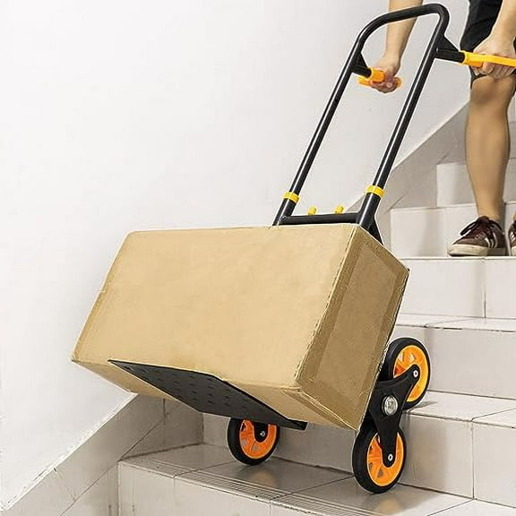Stair Climbing Hand Truck Dolly, 2 in 1 Stair Climber Hand Truck Heavy Duty, 350 Lbs Capacity Stair Trolley Cart with 6 Rubber Wheels and Elastic Rope