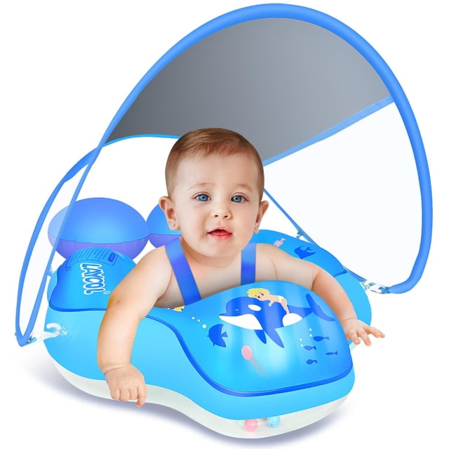 Flotador de piscina para bebés LAYCOL con toldo solar UPF50+ de 3 a 36 meses