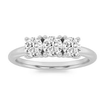 Fireborn 0.75 Cttw Three-Stone Round Shaped Lab Grown Diamond Ring in 14K White Gold, F VS,Size 7