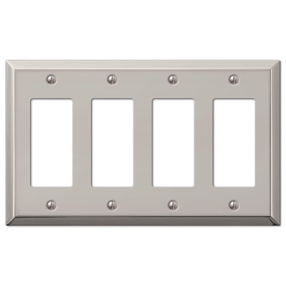 Amerelle 163R4PN Century Wallplate, 4 Rocker, Steel, Polished Nickel, 1-Pack