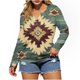 thumbnail image 3 of TaTaai Retro Western Top Soft Comfortable Women's Fashion Casual Round Neck Long Sleeve Button Accent Printed Loose Spring Daily Blouse Gift, 3 of 5
