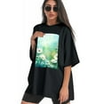 thumbnail image 3 of Plus Size Shirt for Women Black Tops for Women Short Sleeves Shirt for Women Flower 20 T Shirt Crewneck Shirt for Women 2XL, 3 of 5