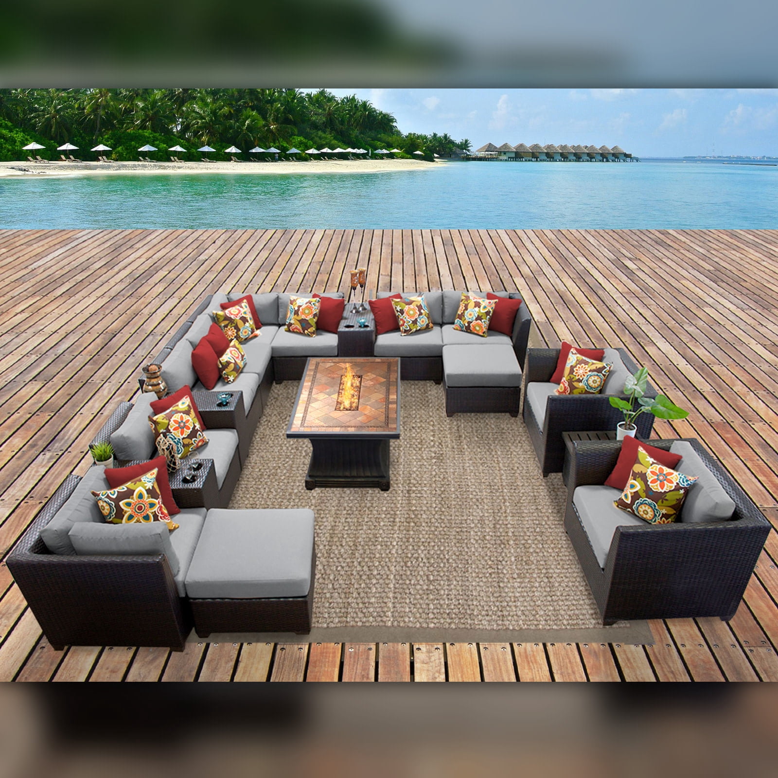 TK Classics COAST-17d-BEIGE Coast Outdoor Wicker Patio Furniture