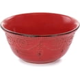 thumbnail image 4 of Elama Ensemble de Vaisselle en Grès Rond Gaufré à Bord Festonné 16 Pcs Rouge avec Accents Bruns, 4 of 12