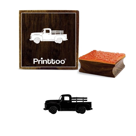 Printtoo Car Design Scrap-Booking Wooden Rubber Stamp Square Brown Print Block-4 x 4 Inches