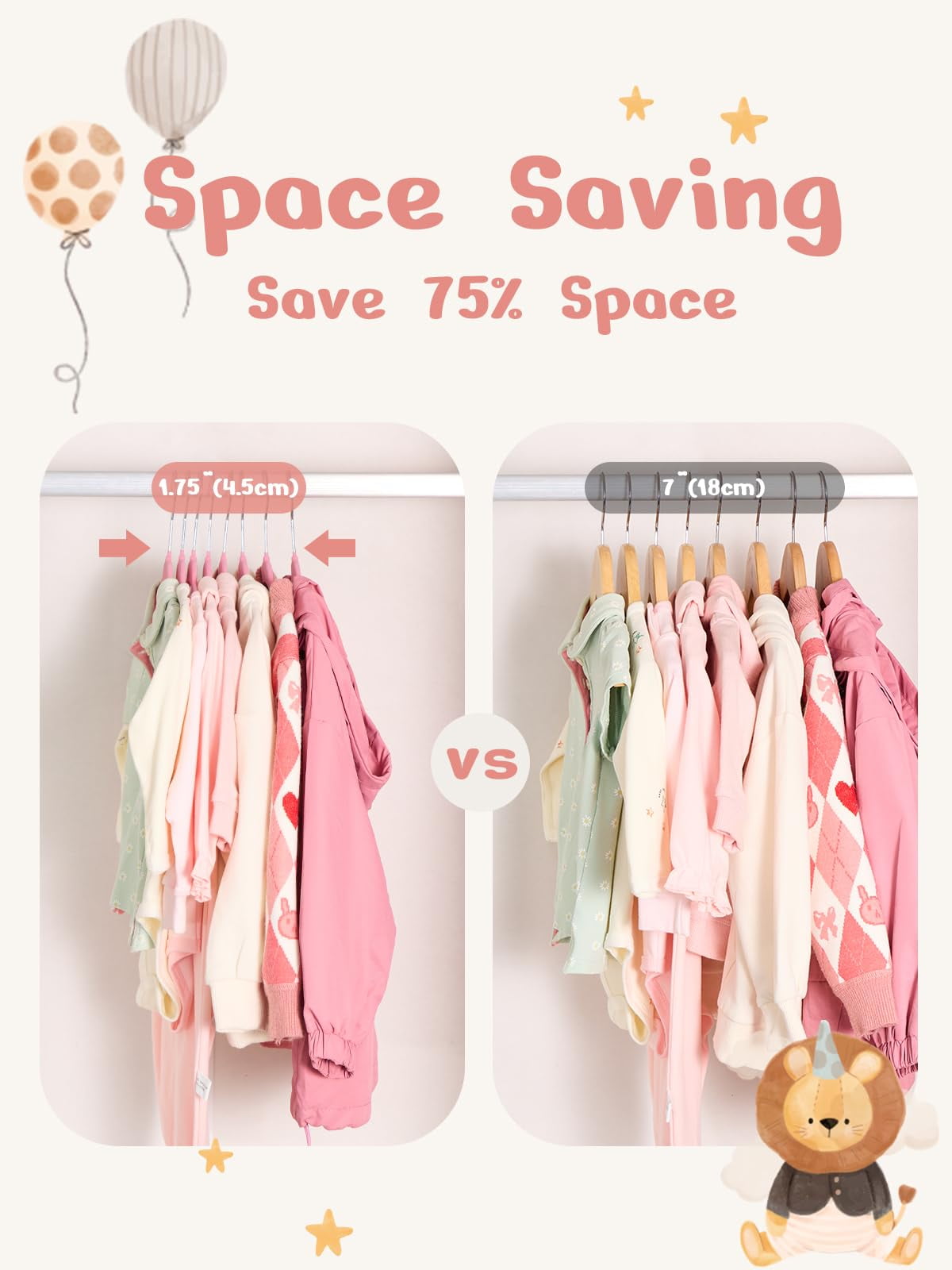 Cozymood 50 Pack Velvet Kids Hangers 11 inch Baby Felt Hangers Space-Saving Thin Design Baby to Toddler Clothes Organizer, Pink