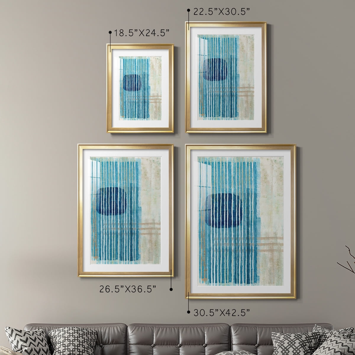 Wexford Home Blue Blue Horizon I Premium Framed Print, 18.5" x 24.5" - Ready to Hang, Gold (Set of 2)