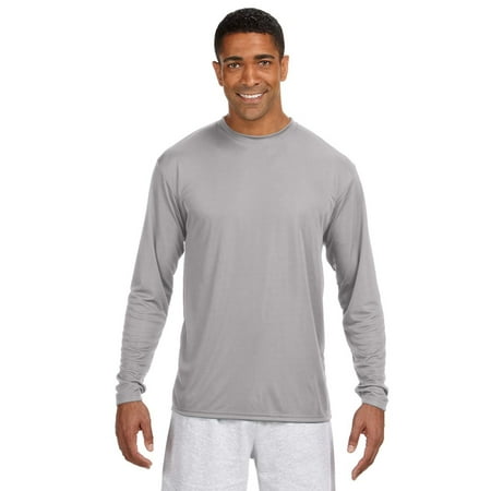 A Product of A4 Men's Cooling Performance Long Sleeve T-Shirt - SILVER - M [Saving and Discount on bulk, Code