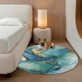 thumbnail image 2 of Turquoise Marble Round Area Rug 4Ft Washable Circle Rugs for Bedroom Dining Room, Abstract Minimalist Art Ombre Blue Non-Slip Carpet Floor Mats Indoor Outdoor Carpet Runner Aesthetic Home Decor, 2 of 8