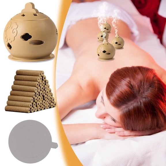 Portable Moxibustion Box with Sticks – Traditional Warm Therapy for Meridian Relief, Includes Acupoint Map, Easy Home Use
